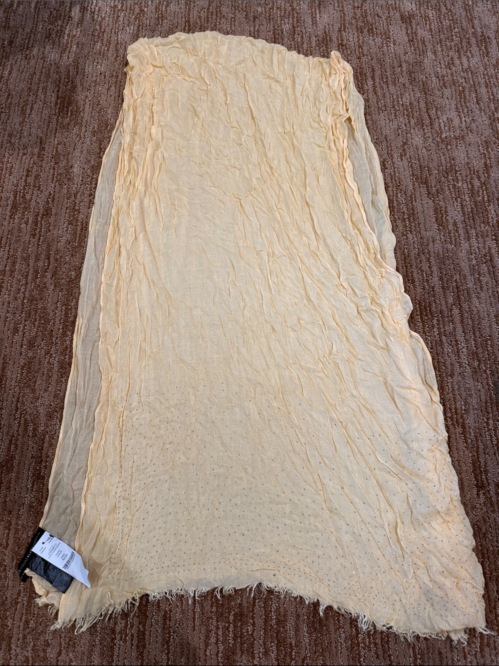 Light Peach Crinkled Scarf with Subtle Stud Detail